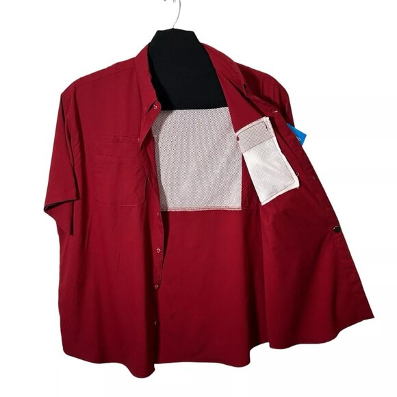 Columbia Men's Tamiami Ii Short Sleeve Shirt Size XXL Beet Color Omni-Wick Tech - Picture 2 of 5